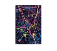 XGKJDS Exquisite Modern Family Canvas Wall Art Picture Print Photo Album-Neon Line Art Map Poster with Vibrant City Routes 20x30inch(50x75cm)
