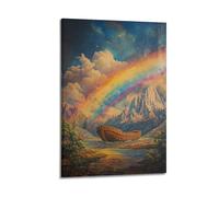 XGKJDS Exquisite Modern Family Canvas Wall Art Picture Print Photo Album-Surrealism Noah's Ark Poster with Rainbow And Mountains 08x12inch(20x30cm)