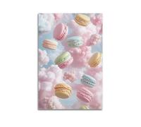 XGKJDS Exquisite Modern Family Canvas Wall Art Picture Print Photo Album-Surrealist Dessert Poster with Floating Macarons in Cloudy Sky 20x30inch(50x75cm)