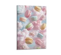 XGKJDS Exquisite Modern Family Canvas Wall Art Picture Print Photo Album-Surrealist Dessert Poster with Floating Macarons in Cloudy Sky 20x30inch(50x75cm)