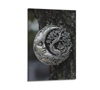 XGKJDS Exquisite Modern Family Canvas Wall Art Picture Print Photo Album-Surrealist Moon Tree Poster with Face - Mystical Decor for Room 12x18inch(30x45cm)