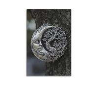 XGKJDS Exquisite Modern Family Canvas Wall Art Picture Print Photo Album-Surrealist Moon Tree Poster with Face - Mystical Decor for Room 24x36inch(60x90cm)