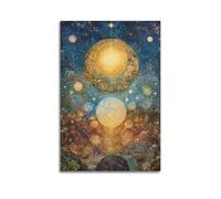 XGKJDS Exquisite Modern Family Canvas Wall Art Picture Print Photo Album-Surrealist Space Poster with Celestial Bodies And Planets 24x36inch(60x90cm)