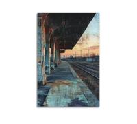 XGKJDS Exquisite Modern Family Canvas Wall Art Picture Print Photo Album-Vintage Cityscape Poster of An Old Railway Station at Sunset 20x30inch(50x75cm)