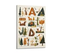 XGKJDS Exquisite Modern Family Canvas Wall Art Picture Print Photo Album-Watercolor Children's Poster with Forest Animals And Log Letters 08x12inch(20x30cm)