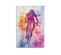 XGKJDS Exquisite Modern Family Canvas Wall Art Picture Print Photo Album-Watercolor Cycling Poster for Enthusiasts with Dynamic Rider Illustration 16x24inch(40x60cm)