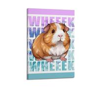 XGKJDS Poster Frame Canvas Wall Art Prints for Kitchen Decor - Guinea Pig Animal Squatting on Colorful Letters Background 16x24inch(40x60cm) Picture Frame Artwork
