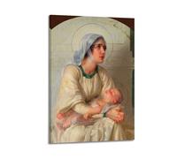 XGKJDS Poster Frame Canvas Wall Art Prints for Kitchen Decor - Religious Oil Painting of Mary Mary Holding The Sleeping Child, with A Tender Gaze 16x24inch(40x60cm) Picture Frame Artwork