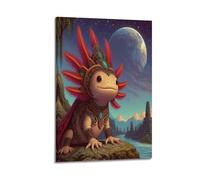 XGKJDS Poster Frame Canvas Wall Art Prints for Kitchen Decor - Salamander Animal in Costume Standing Next to Ruins of Ancient Civilization 24x36inch(60x90cm) Picture Frame Artwork