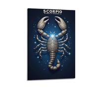 XGKJDS Poster Frame Canvas Wall Art Prints for Kitchen Decor - Scorpio Themed Scorpion Animal Glowing Under The Starry Sky 12x18inch(30x45cm) Picture Frame Artwork