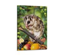 XGKJDS Poster Frame Canvas Wall Art Prints for Kitchen Decor - Sugar Glider Animal Eating Insects on Branch 16x24inch(40x60cm) Picture Frame Artwork