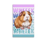 XGKJDS Poster Unframe Canvas Wall Art Prints for Kitchen Decor - Guinea Pig Animal Squatting on Colorful Letters Background 16x24inch(40x60cm) Picture Unframe Artwork