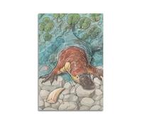 XGKJDS Poster Unframe Canvas Wall Art Prints for Kitchen Decor - Platypus Animal Preparing to Enter Water Beside Stones 12x18inch(30x45cm) Picture Unframe Artwork