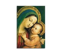 XGKJDS Poster Unframe Canvas Wall Art Prints for Kitchen Decor - Religious Mary Oil Painting Mary Tenderly Embracing The Holy Child 24x36inch(60x90cm) Picture Unframe Artwork