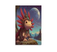 XGKJDS Poster Unframe Canvas Wall Art Prints for Kitchen Decor - Salamander Animal in Costume Standing Next to Ruins of Ancient Civilization 20x30inch(50x75cm) Picture Unframe Artwork