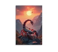 XGKJDS Poster Unframe Canvas Wall Art Prints for Kitchen Decor - Scorpion Animal Standing on Rock in Mountain at Sunset 20x30inch(50x75cm) Picture Unframe Artwork