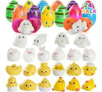 Xgmadiles 24 Pcs Easter Prefilled Eggs with Mini Resin Animals, 24 Styles Tiny Resin Animals, Multicolor, Party Favors