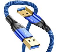 XGMATT USB 3.0 Cable 1M,5Gbps High Speed Transfer USB Type A Male to Male Lead,USB 3.0 A to A Data Cable Braided Compatible with Blu-ray, Printer, Camera, External Hard Drive, Consoles,Blue