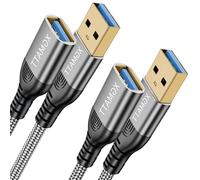 XGMATT USB 3.0 Extension Cable (0.5M-2pack), USB Type A Male to Female 5Gbps Data Sync USB Extender Cord Compatible with Printer, Scanner, Keyboard,HTC Vive,Card Reader,Camera, Oculus Rift,PS VR,Grey