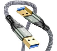 XGMATT USB Cable 2M,5Gbps High Speed Transfer USB to USB Cable USB 3.0 A to A Data Cable Braided Compatible with External Hard Drive/Laptop Cooling Pad/Docking Station/PC/TV/DVD/Printer,Grey