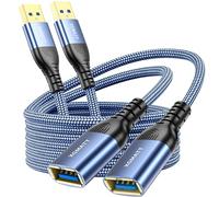 XGMATT USB Extension Cable 2M 2Pack USB 3.0 Extender Male to Female Blue