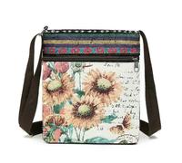 XGMTHBDD handbags for women Lady Crossbody Shoulder Bag Phone Purse Handbag Ethnic Style Embroidered Messenger Retro Small Canvas-sunflower