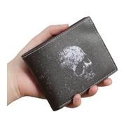 XGMTHBDD Wallet Bat Skull Short Retro Printed Men's and Women's Coin Purse-Dark Coffee