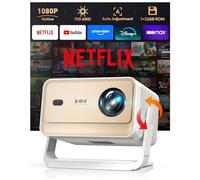 Xgody Netflix Certified Projector Native 1080P 4K Supported 700ANSI, Auto Focus & Voice Assistant N6PRO Smart Projector, WiFi 6, Bluetooth 5.4, Rotatable Stand, Perfect for Home/Bedroom/Outdoor/Phone