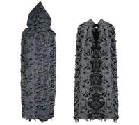 XGOPTS Adult Costume Ragged Cape Halloween Black Distressed Ripped Cloak Black Vintage Distressed Cutout Cape Full Length Cosplay Party Costume Witch Wizard Poncho Robe For Theatre Stage Cosplay