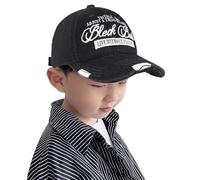 XGOPTS Boys Summer Baseball Cap Vintage Artistic Embroidery Baseball Caps Adjustable Washed Cotton Snapback Hat Summer Holiday Accessories Outdoor Sport Sun Cap for Kids 3-8 Years Old Black