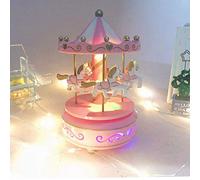 XGOPTS Carousel Music Box,Creative 4-Horse Rotating Carousel Music Box With colorful Led Light Romantic Melody Retro Resin Music Box Birthday Christmas Decoration Gifts for Kids Girlfriend