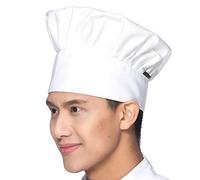 XGOPTS Chef Hat with Adjustable Elastic Round-Top Kitchen Chef Cap Breathable Cotton Cook Hat for Adult House Hotel Restaurant Cooking Baking White/Unisex