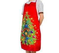 XGOPTS Christmas Kitchen Cooking Apron For Women Men Holiday Baking Apron Christmas Santa Claus/Wreath/Elk/Snowmen Feature Decoration Apron for Christmas Dinner Party