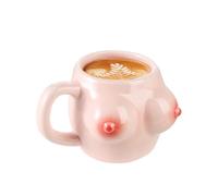 XGOPTS Creative Boobs Coffee Mug Ceramic Human Body Shape Breast Art Mug 300ml Novelty Water Cup Milk Cup with Handle Funny Home Decor for Valentine's Day Birthday Party Gifts