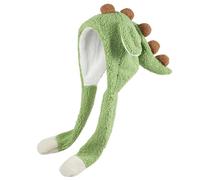 XGOPTS Cute Cartoon Dinosaur Plush Hat Novelty Funny Party Hat with Moving Ears Adults Cartoon Dinosaur Animal Cap Winter Thermal Cap for Christmas Halloween Cosplay Birthday Party Festival Gift