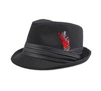XGOPTS Fedora Trilby Hat Panama Hat for Men British Classic Wool Felt Bowler Hat with Feather Short Brim Jazz Cap Jazz Dancers Gangsters Rapper Cowboy Gentleman Fedora Hat for Party Dancing Stage