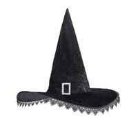 XGOPTS Halloween Witch Hats for Women Magic Wizard Costume Hat Pretender Silk Satin Cosplay Costume Accessories Floppy Brim Hat with Spiders Bats
