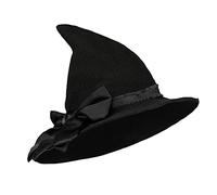 XGOPTS Halloween Witch Hats for Women with Stars Roses Floral Hat Cosplay Costume Accessories Knitted Cap for Decoration Wizard Hat Handmade Crochet Hat Floppy Brim Hat