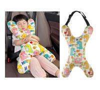 XGOPTS Kids X-Shaped Car Seat Pillow Children Travel Pillow Soft Headrest Pillow Breathable Car Sleeping Head Neck Support Universal Adjustable Seat Belt Cushion Rest Pillow for Kids Adults Airplane