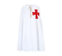 XGOPTS Medieval Templar Knight Cloak, Black/White Hospitaller Hooded Robe Halloween Medieval Hooded Robe Long Cape Renaissance Vintage Cloak for Adult Halloween Party Cosplay Props