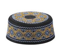 XGOPTS Men's Muslim Prayer Hat Skull Cap Exquisite Embroidery Muslim Kufi Headwear Indian Hat Topi Kufi Round Cap Arabic Turkish Beanie Hat Eid Ramadan Pray Eid Gift for Men Teens Blue