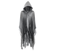 XGOPTS Ragged Cape Halloween Black Distressed Ripped Cape Black Vintage Cloak Distressed Cutout Full Length Cosplay Party Costume Witch Wizard Poncho For Theatre Stage Cosplay