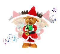XGOPTS Singing and Dancing Christmas Standing Figure Electric Glow Musical Santa Claus Christmas Tree Reindeer Shaking Body Novelty Ornament for Home Club Shelf Tabletop Decoration