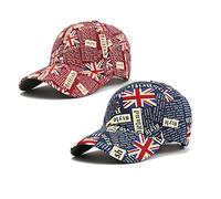 XGOPTS Union Jack Baseball Cap GB UK Great Britain Flag Print Hat - Summer Cotton Sun Hat Adjustable UV-Protection Cap - Sports Events Souvenir Gift Football Rugby (55-58cm)