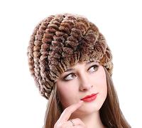 XGOPTS Women Faux Rabbit Fur Winter Warm Hat Bomber Hat Beanies Fluffy Hat Cossack Russian Furry Warm Hat Camel
