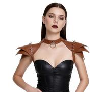 XGOPTS Women Punk Leather Shoulder Armor Gothic Collar Shrug with Rivet