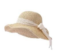 XGOPTS Women’s Wide Brim Beach Straw Hat - Foldable Floppy Crochet Natural Straw Cap - UV Protection Sun Hats for Women Girls - Adjustable Summer Beach Travel Accessories