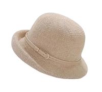 XGOPTS Women's Summer Cloche Sun Straw Hat Foldable Short Brim Straw Hat Roll-up Bucket Hats with Metal Buckle Decoration Summer Outdoor UV-Protection Straw Cap for Beach Holiday Traveling Khaki