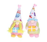 XGOUGUAAU 2 Pcs Valentine's Day Gnome Dolls Couple, Standing Posture Lucky Dwarf Decorations, Cute Lint Elf Ornaments for Home Table Desk with Beard and Braid Styles