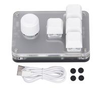 XGOUGUAAU 4 Keys Mechanical Keyboard, Programmable Keypad with Blue Switch and RGB Light, Customizable Knob for Gaming Office Music Control, White ABS Acrylic Keyboard with USB Cable for PC